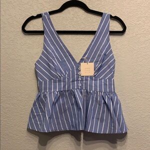 Good luck gem peplum blue white stripe tank small